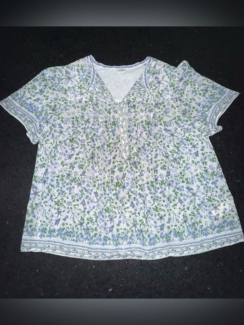 UEC Max Studio Sheer Ruffled Floral Top Cottagecore Feminine Romance SZ SMALL